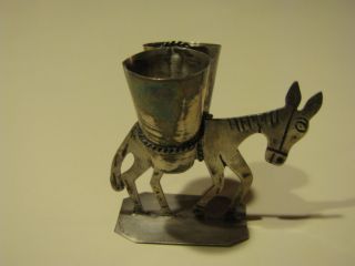 Antique Sterling Silver Donkey Toothpick Holder Mexico photo