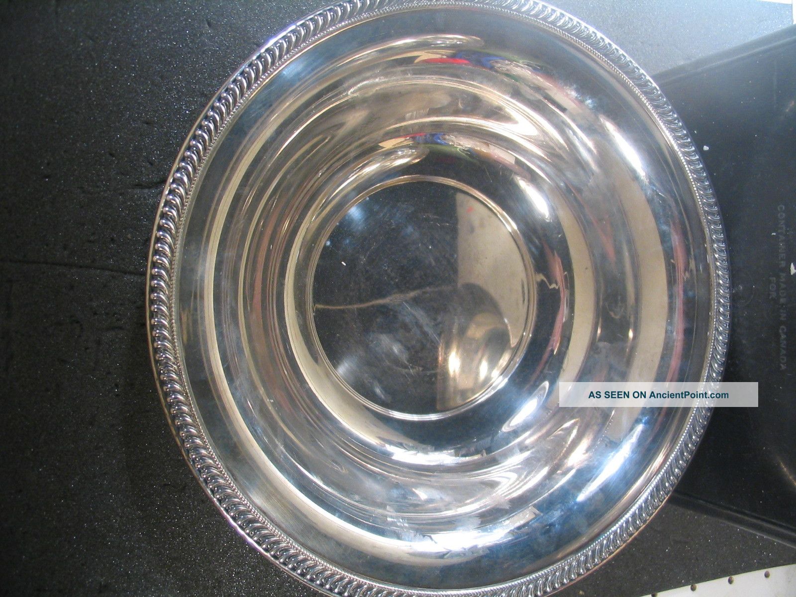 Sterling Richard Dimes Vegetable Bowl Scroll Edge Pattern 9 1/2 