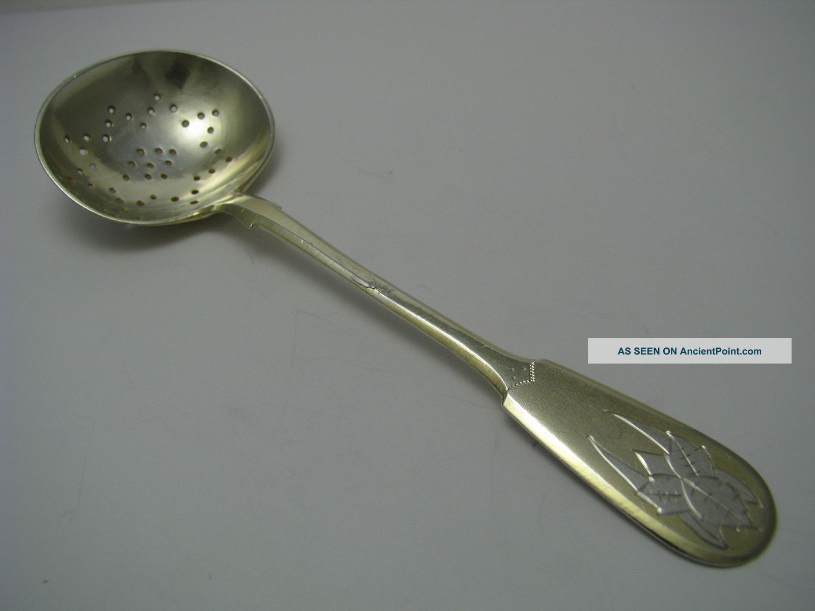 Russian Imperial Silver Spoon Tea Lemon Strainer Ladle By Ivan Yashin Moscow1892 Russia photo