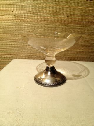 Vintage Duchin Creation Sterling Silver & Glass Compote Bowl Dish Weighted photo