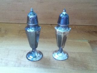 Silver Shakers Salt And Pepper Quaker Antique Plate photo