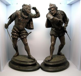 Emile Guillemin (1841 - 1907,  France) Pair Of High Quality Silvered Bronze Statues photo