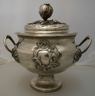 Antique French C.  1880 ' S Sterling Silver Soup Terrine Made By Augustin Lahure photo
