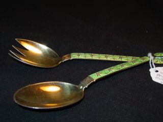 Two Piece Gold Washed Enamel Salad Serving Set From Norway photo