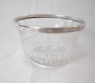 Vintage Weidlich Etched Glass Sterling Silver Rim Modern Vogue 1926 Pattern Bowl photo