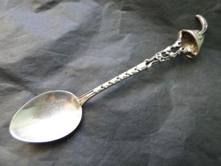 Very Pretty Coffee Spoon With A Tirolian Hat Sterling Silver 800 Circa 1920 photo