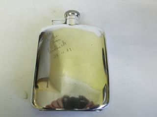 Antique Art Deco Solid Silver Hip Flask J Dixon & Sons Pocket Shaped 1920s 1/4pt photo