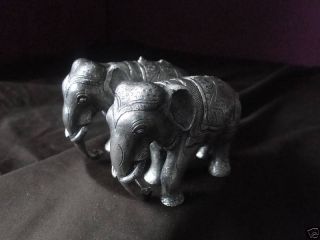Oriental Pair Model Elephants In Sterling Silver - photo