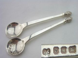 Vintage Silver Salt Spoons - 1969 Flame Tops photo