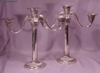 Pair Of Gorham 1907 Sterling Silver 3 Light Candelabras 58.  5 Troy Ounces photo