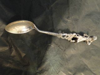 Portuguese Tea Spoon With A Woman On Top - Sterling Silver C.  1895 - Novelty photo