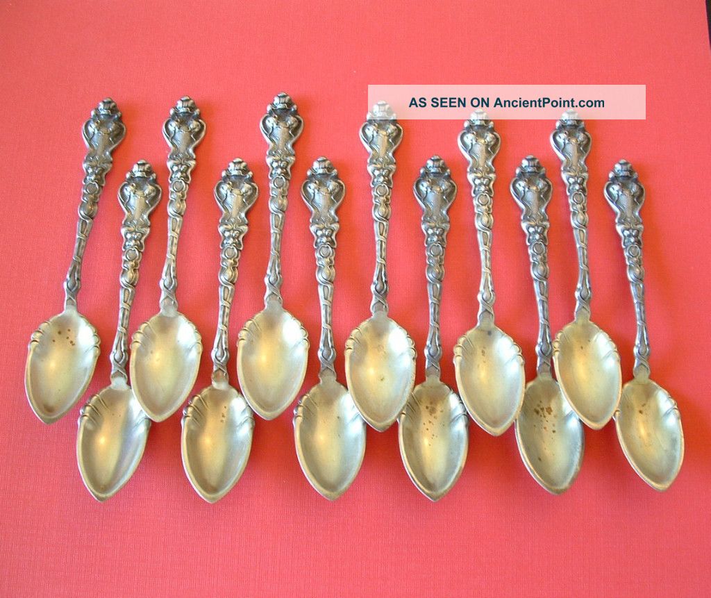 Antique Unger Bros Douvaine 12 Pc Citrus Spoons Nomono Other photo
