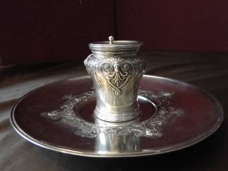 Inkwell Large - Sterling Silver Antique C.  1840 photo