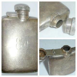 Antique Solid Silver Spirit Drinking Hip Flask William Neale Birmingham 1916 photo