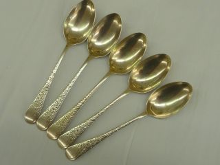 Solid Hallmarked Sterling Silver Set Of 5 Pretty Spoons 100grams Sheffield 1919 photo