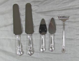 Weidlich/web Ancestry Sterling Bacon Fork,  2 Cake Saws,  2 Cheese Servers photo