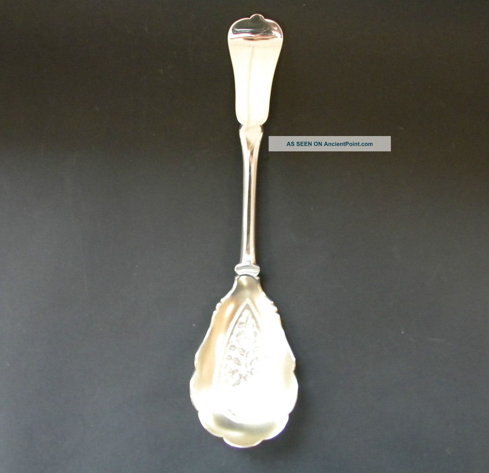 A & J Zimmerman Art Nouveau Silver Planished Serving Spoon Birmingham 1899 Other photo