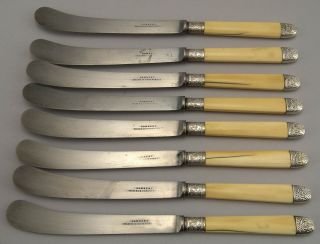 21.  612 Set Of 8 Dinner Knives England 1890 photo