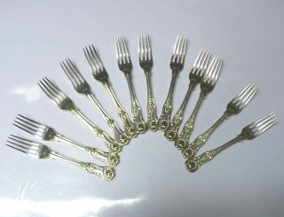 Set Of 12 Antique Silver Kings Pattern Dessert Forks 1830 William Chawner photo
