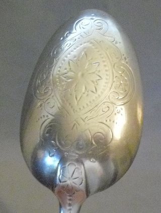 Antique Sterling Picture Back Spoon Florals London 1875 Bright Cut Engraved Stem photo