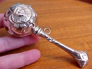 Vintage Sterling Silver Rattle W Double - Sided Pierrot Design & Deco Draping photo