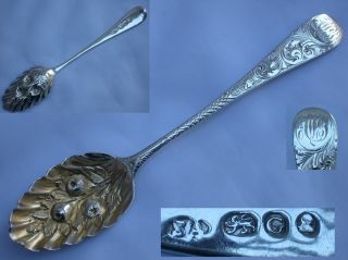 Georgian 1802 Sterling Silver/gold Gilt Bowl Berry Spoon Stephen Adams Lon photo