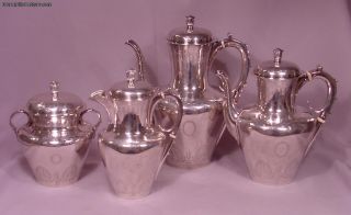 Rare Tiffany & Co Sterling Silver Tea Service 1854 - 1869 Saratoga Pattern 87.  5 Oz photo