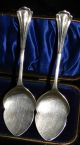 2 Onslow Serving Pieces Sculpted 1911 English Sterling Silver Leather Case Other photo 5