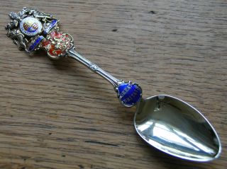 Stunning Large Solid Silver/gilt/enamel ' Great Britain ' Spoon - 1936 - 40g photo