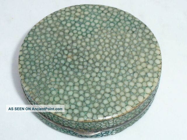 Antique Silver Shagreen Powder Compact Patch Box Continental Import Marks Other photo