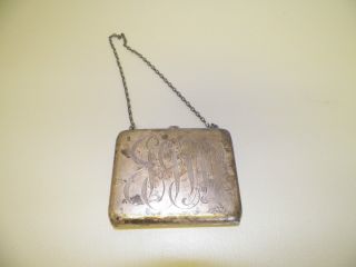 Antique Sterling Silver Hallmarked Change Purse With Chain 125 Gr 1621 photo