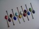 1932 Cg Hallberg Silver And Enamel Tea Coffee Spoons Other photo 2