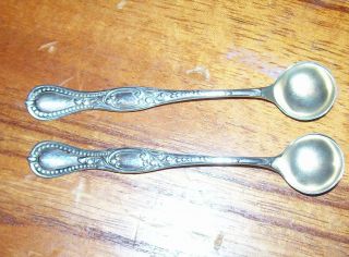 Set Of 2 Antique Sterling Silver Salt Dip Celler Spoons Paye & Baker.  925 P&b Pb photo