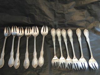 Set Of 12 Oyster Forks Sterling Silver Made By Odiot Circa 1890 photo