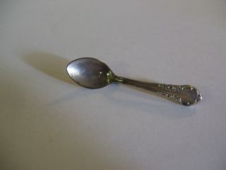 Amazing Antique Owners Pattern Sterling Salt Spoon 2 1/4  Long Pin Back photo