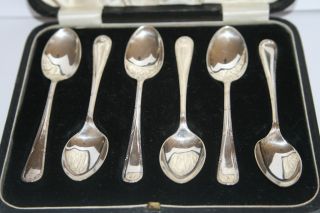 Set Of 6 Solid Silver Teaspoons 1922 - Boxed photo