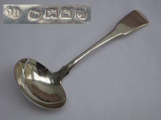 Large Georgian 1823 English Sterling Silver Sauce Ladle Exeter Hallmarked. photo