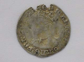 Solid Silver Tudor Queen Mary I Groat Coin Dated 1553/54 Tower Of London Mint. photo