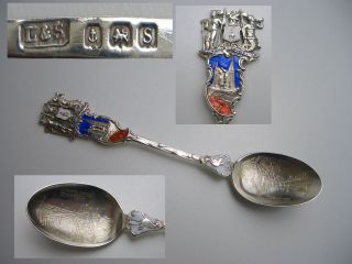 Vintage Silver & Enamel Souvenir Spoon - 1917 - (liverpool) - L&s photo