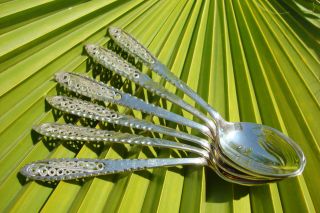 Antique Solid Silver 925 Museaum Quality Set Of 6 Coffee Or Tea Spoons Art Deco photo