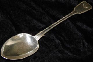 Bird Crest 167 Years Old Heavy Victorian Sterling Silver Stuffing Spoon photo