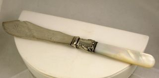 Vintage Sterling Ferrule & Mother Of Pearl Handle Butter Jam,  Cheese Knife photo