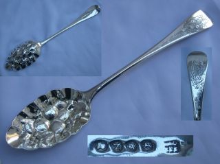 Quality Large English Antique George Iii 1808 Sterling Silver Berry Spoon London photo