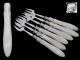 Rare French Sterling Silver & Carved Mother Of Pearl Oyster Forks Set 6 Pc Other photo 1