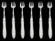 Rare French Sterling Silver & Carved Mother Of Pearl Oyster Forks Set 6 Pc Other photo 3