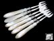 Rare French Sterling Silver & Carved Mother Of Pearl Oyster Forks Set 6 Pc Other photo 5