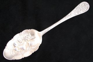 Rare W&h Sterling Silver Berry Spoon W Embossed Bowl Louvre Pattern Of 1885 photo