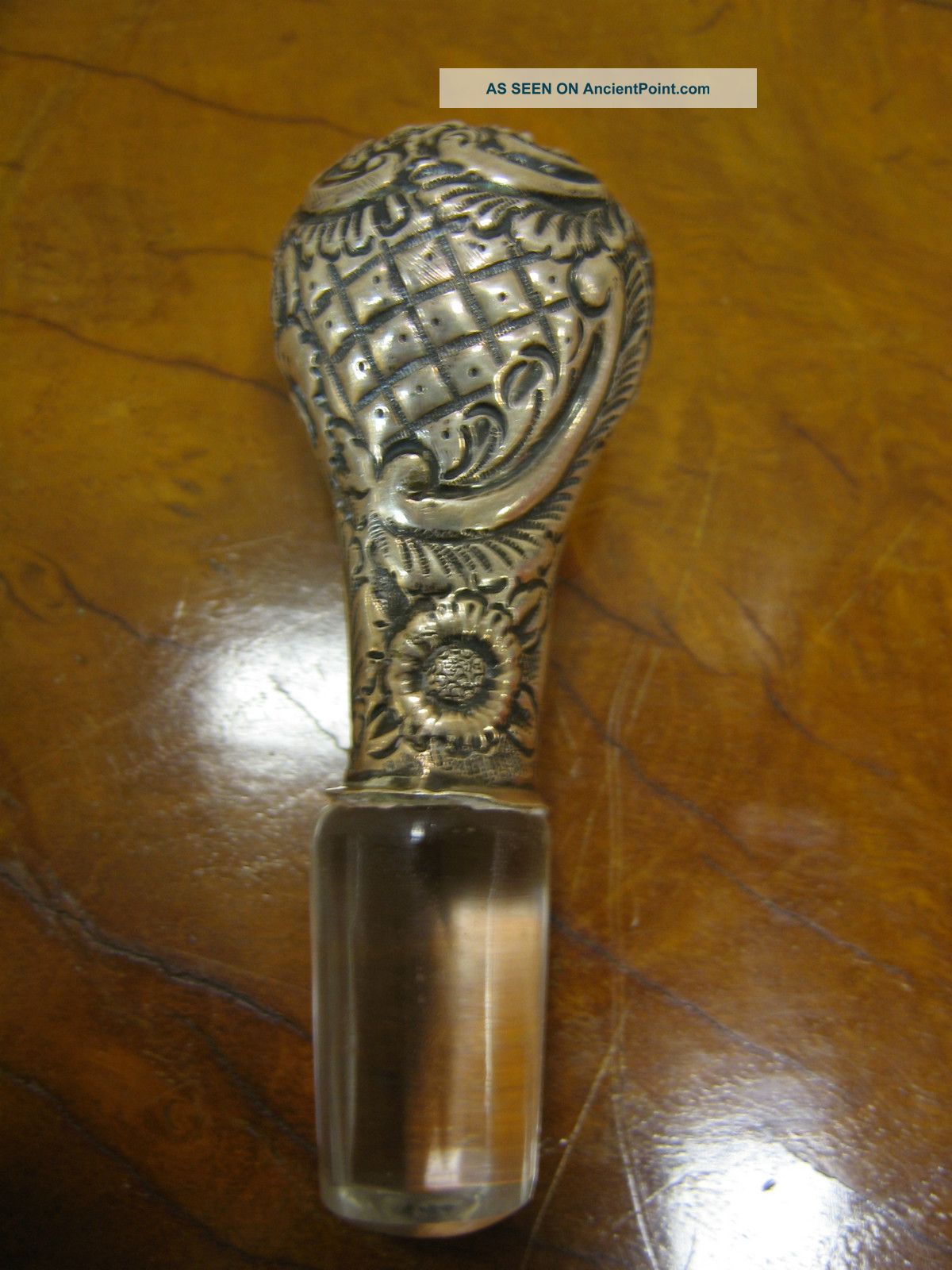 Antique European Sterling Silver Wine Stopper W/ Floral Decoration Other photo