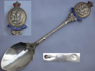 Rare Antique Sterling Silver/enamel Jubilee Jam Spoon,  Jubilee Of King George V. photo
