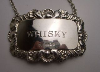 Vintage Silver Decanter Label - Lon 1968 - Whisky - D.  J.  S photo